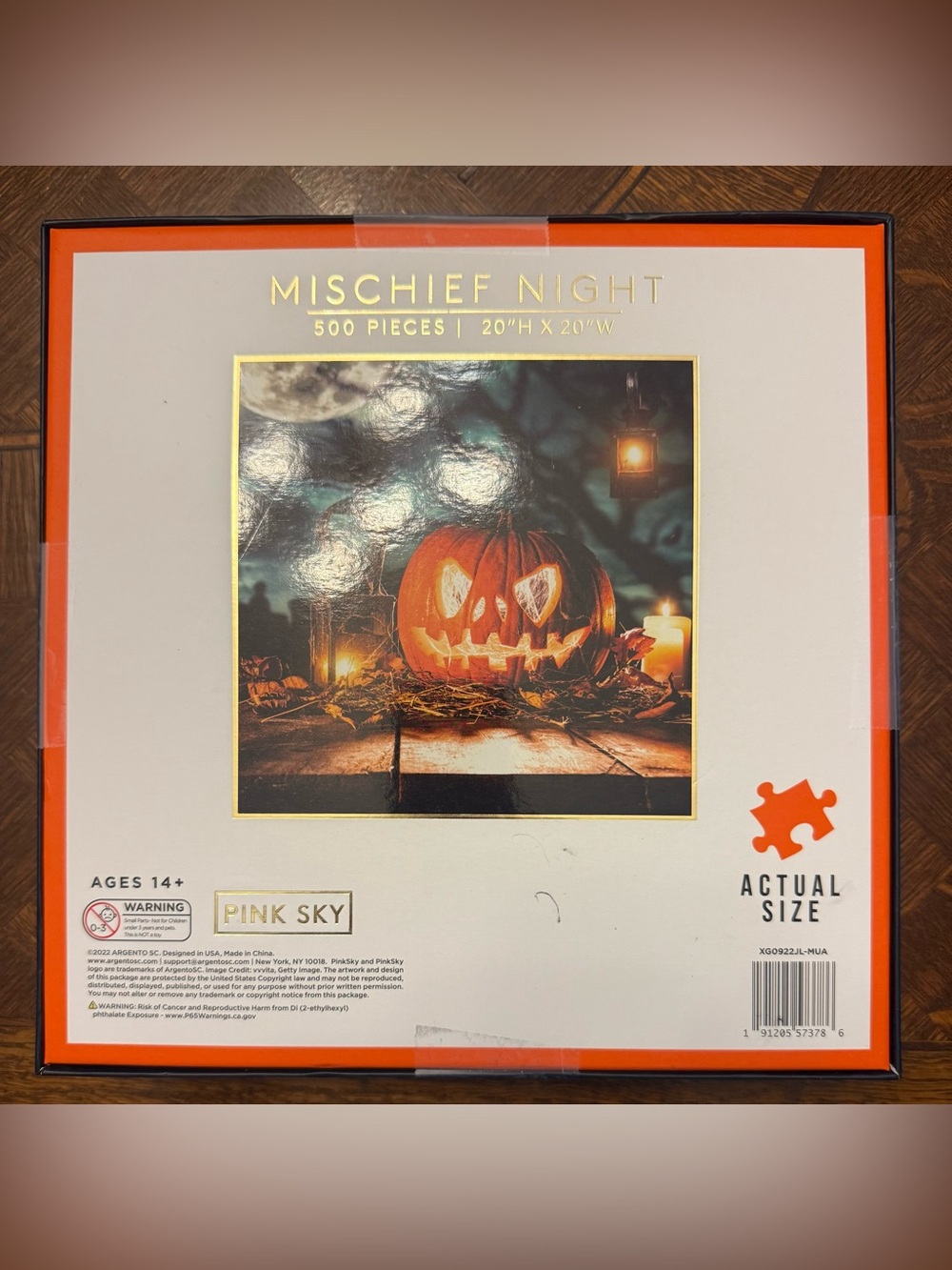 Mischief Night - Jack-o'-Lantern Puzzle - 500 Piece Pink Sky - Picture 2 of 2